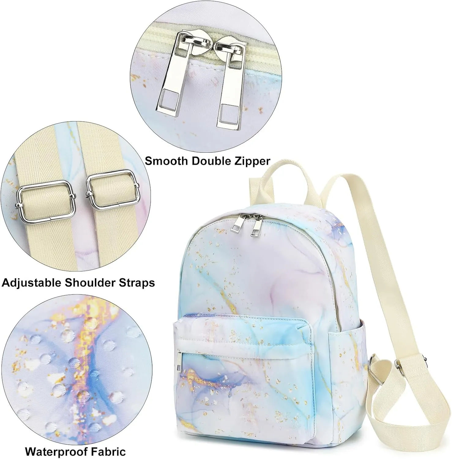 Marble Mini Backpack Women Girls, Small Backpack Purse for Adults Teens Kids School Travel