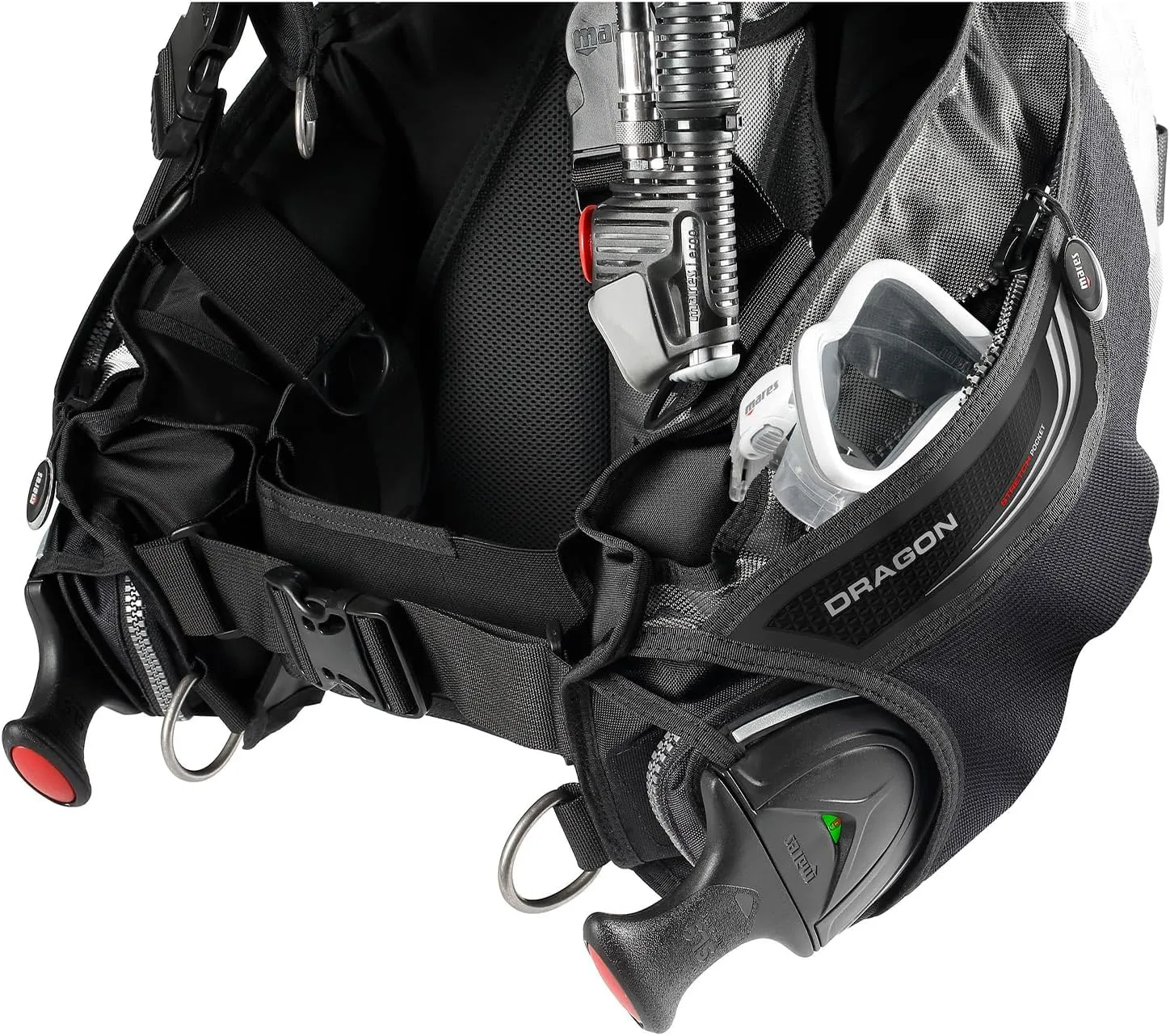 Mares Unisex Dragon SLS Weight System Scuba Diving BCD | Durable Stable Underwater Buoyancy Compensator | High-Lift Capacity, 420 D Cordura, Large Cargo Pockets