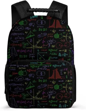 Math Plots Formulas Calculations Unisex Backpack Casual Daypacks 16" Shoulders Bag for Camping Hiking Travel Gear