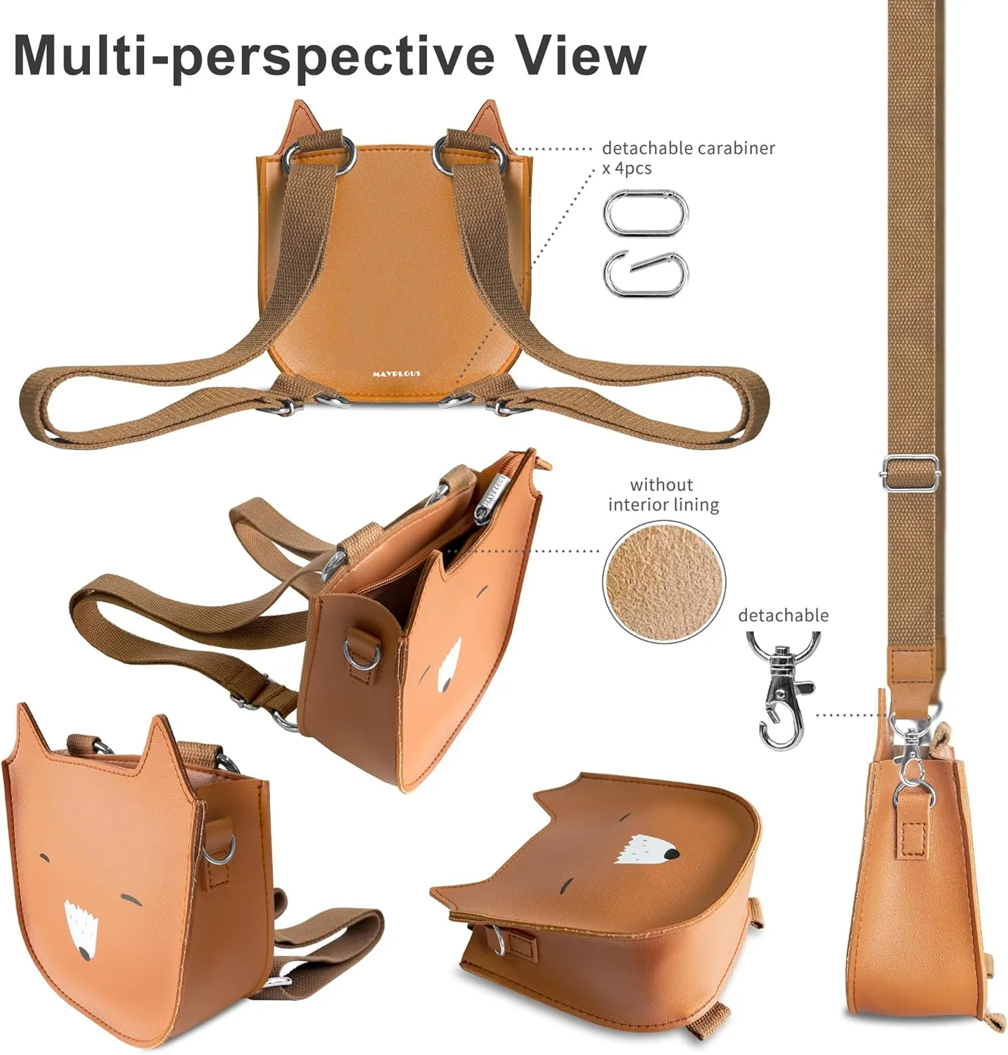 Mayplous Kids Backpack for Girls and Boys Children's Shoulder Bag Mini Backpack Teenagers Crossbody Bag Cute Animal 2 in 1 Style Small Size for Over 4 Years L16xW7xH17cm / L6.3xW2.8xH6.7in (Fox)