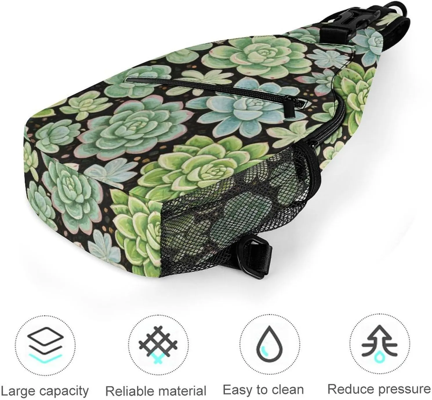 Men & Women Travel Backpack Camping Outdoor Bag, Green Cactus Succulent Flowers Art Sling Bag Backpack Backpacking for Bicycle Sport Hiking Travel Camping - Compact Bookbag