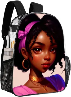 Men Women Lightweight African American Women Black Womens Ethnic Art Daypack Bookbag Big Capacity Carry On Bag Transparent Bag for Camping Travel Bicycle