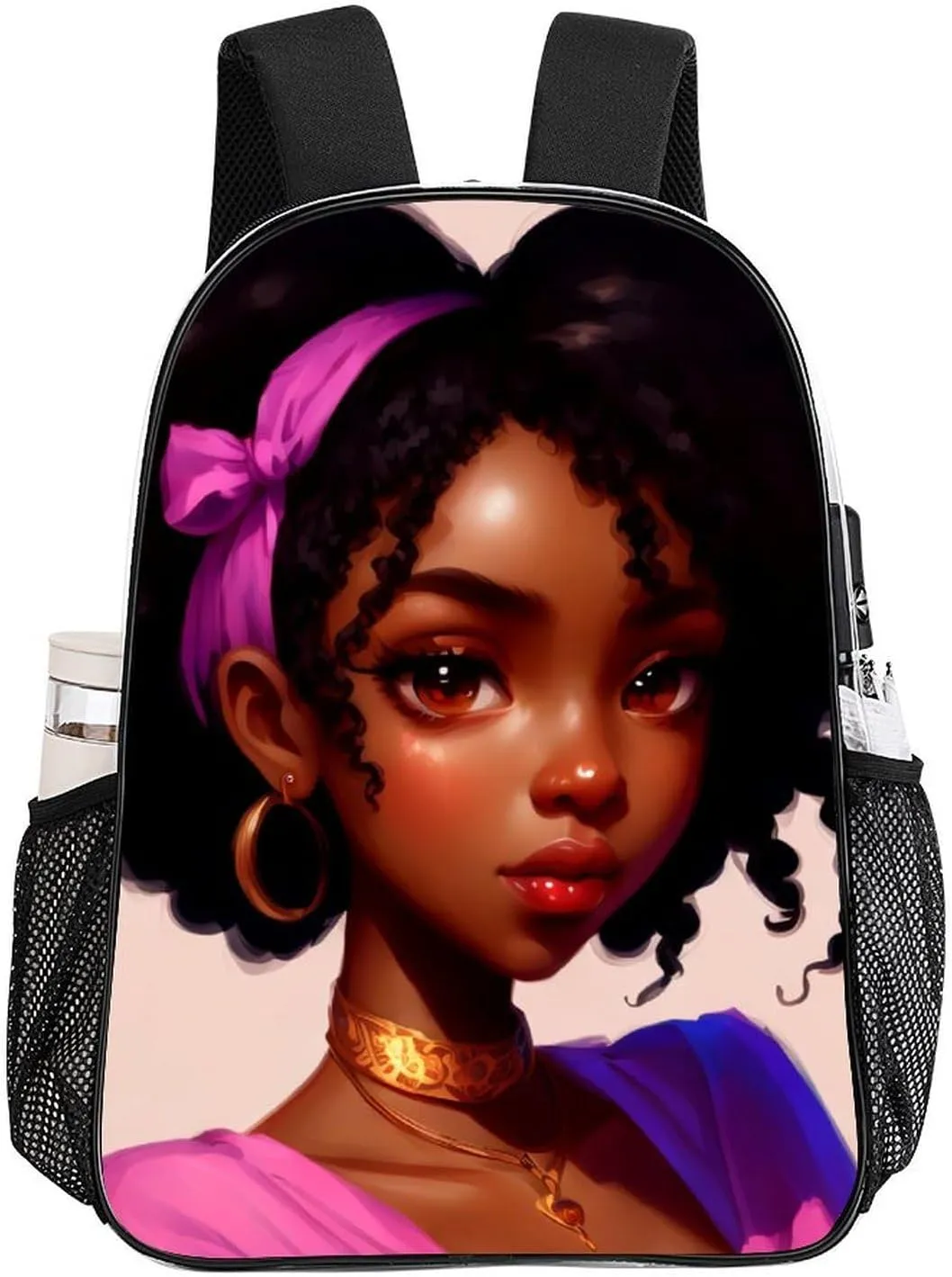 Men Women Lightweight African American Women Black Womens Ethnic Art Daypack Bookbag Big Capacity Carry On Bag Transparent Bag for Camping Travel Bicycle
