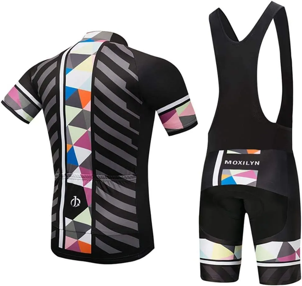 Men's Bike Clothing Set Cycling Jerseys Road Bicycle Shirts Kit   Bib Shorts Quick-Dry Full Zipper Riding Clothes