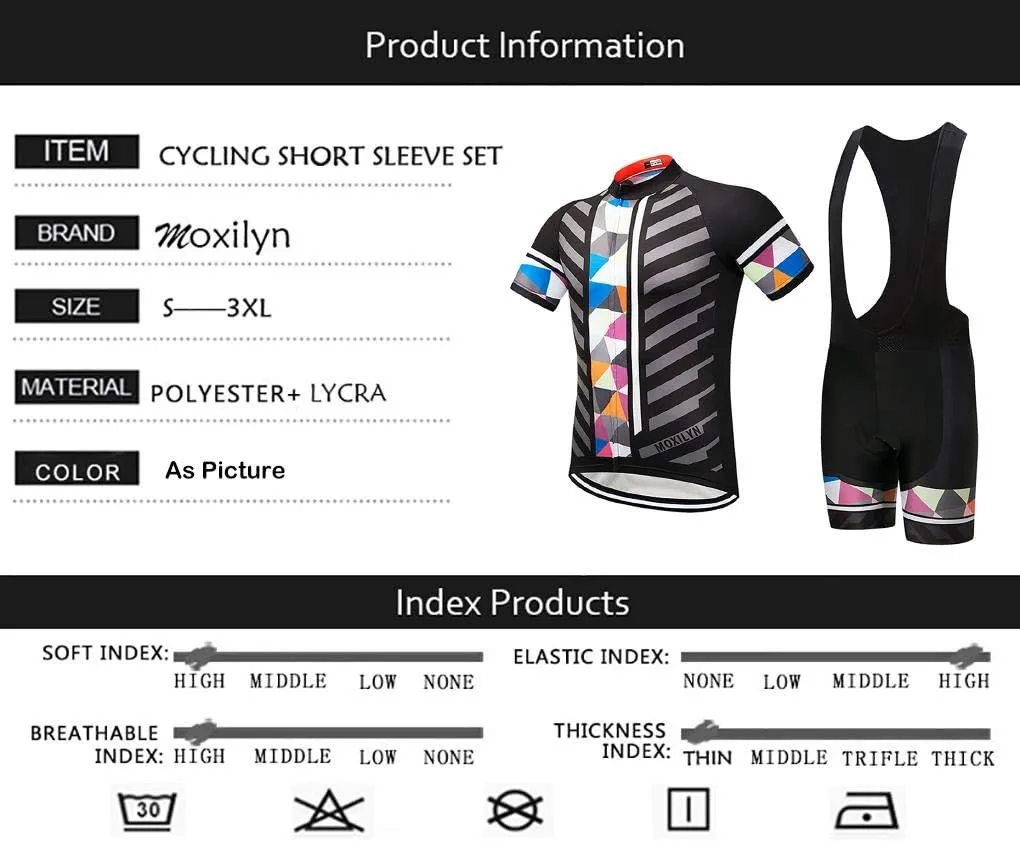 Men's Bike Clothing Set Cycling Jerseys Road Bicycle Shirts Kit   Bib Shorts Quick-Dry Full Zipper Riding Clothes