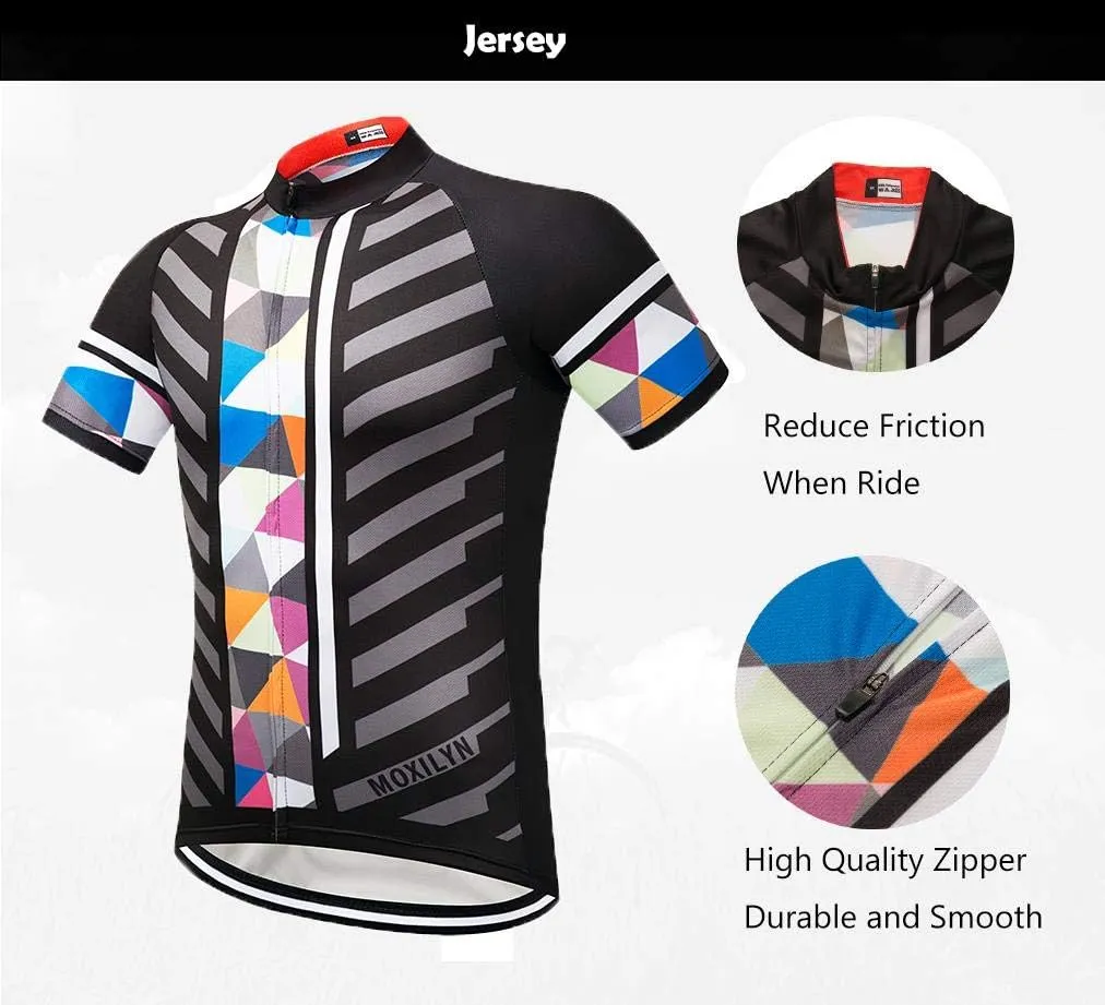 Men's Bike Clothing Set Cycling Jerseys Road Bicycle Shirts Kit   Bib Shorts Quick-Dry Full Zipper Riding Clothes