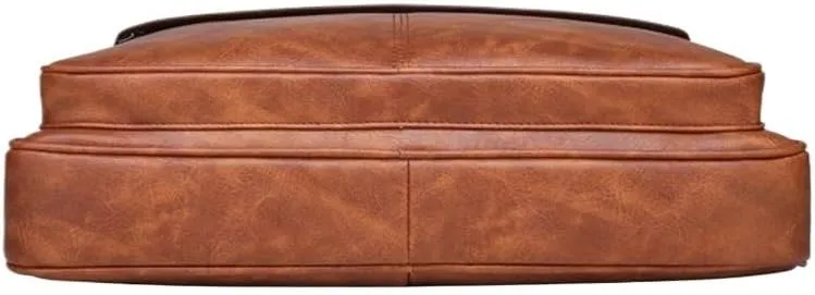 Men's Handbag Single Shoulder Messenger Bag Business Office Workplace(Brown)
