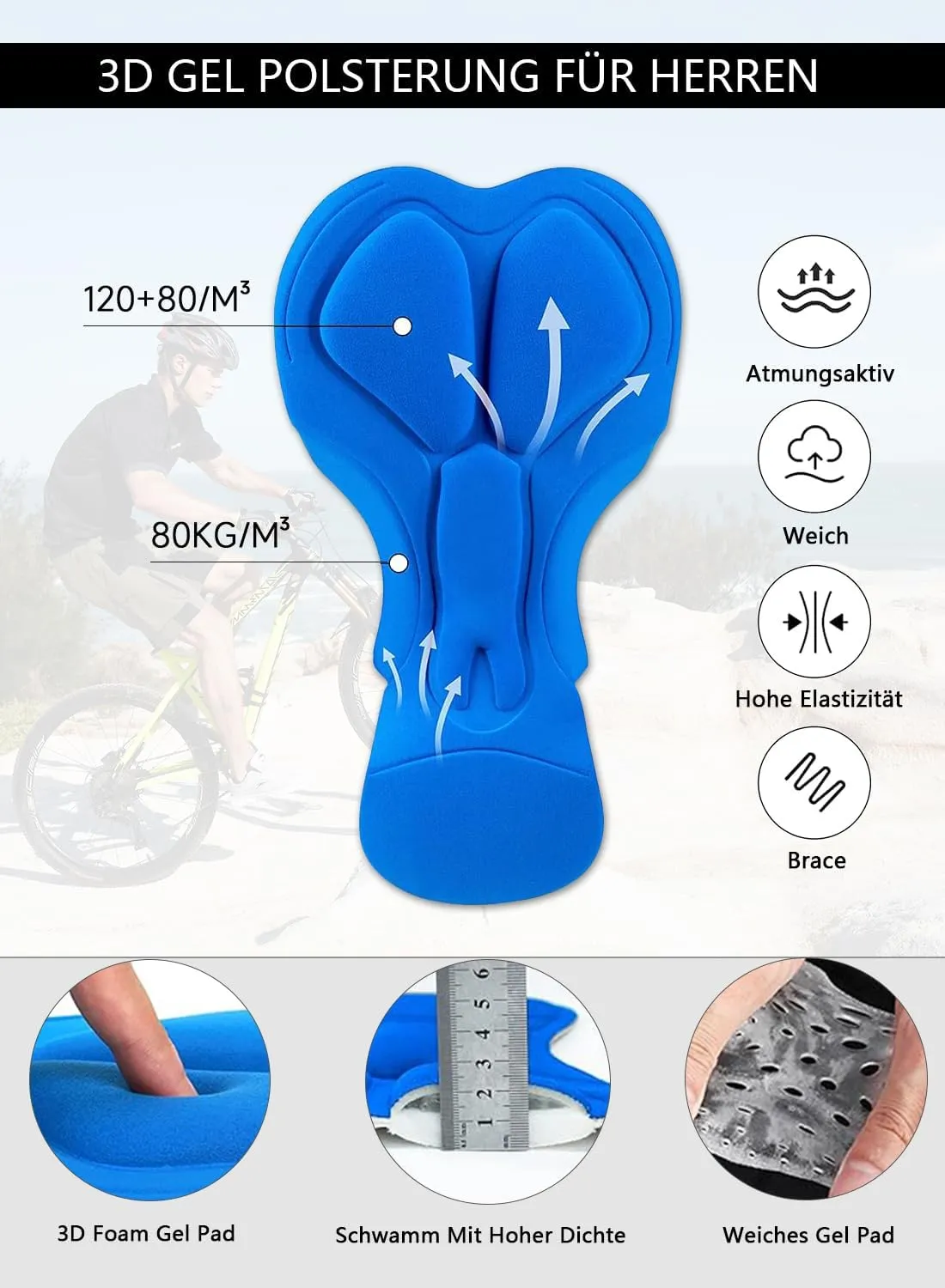 Men's Mountain Bike Shorts 3D Padded Bicycle MTB Shorts Loose-fit Lightweight MTB Cycling Shorts