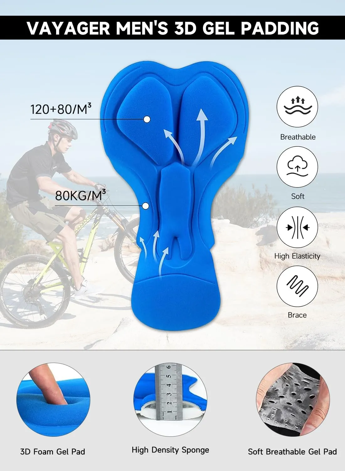 Men's Mountain Bike Shorts 3D Padded Bicycle MTB Shorts Loose-fit Lightweight MTB Cycling Shorts
