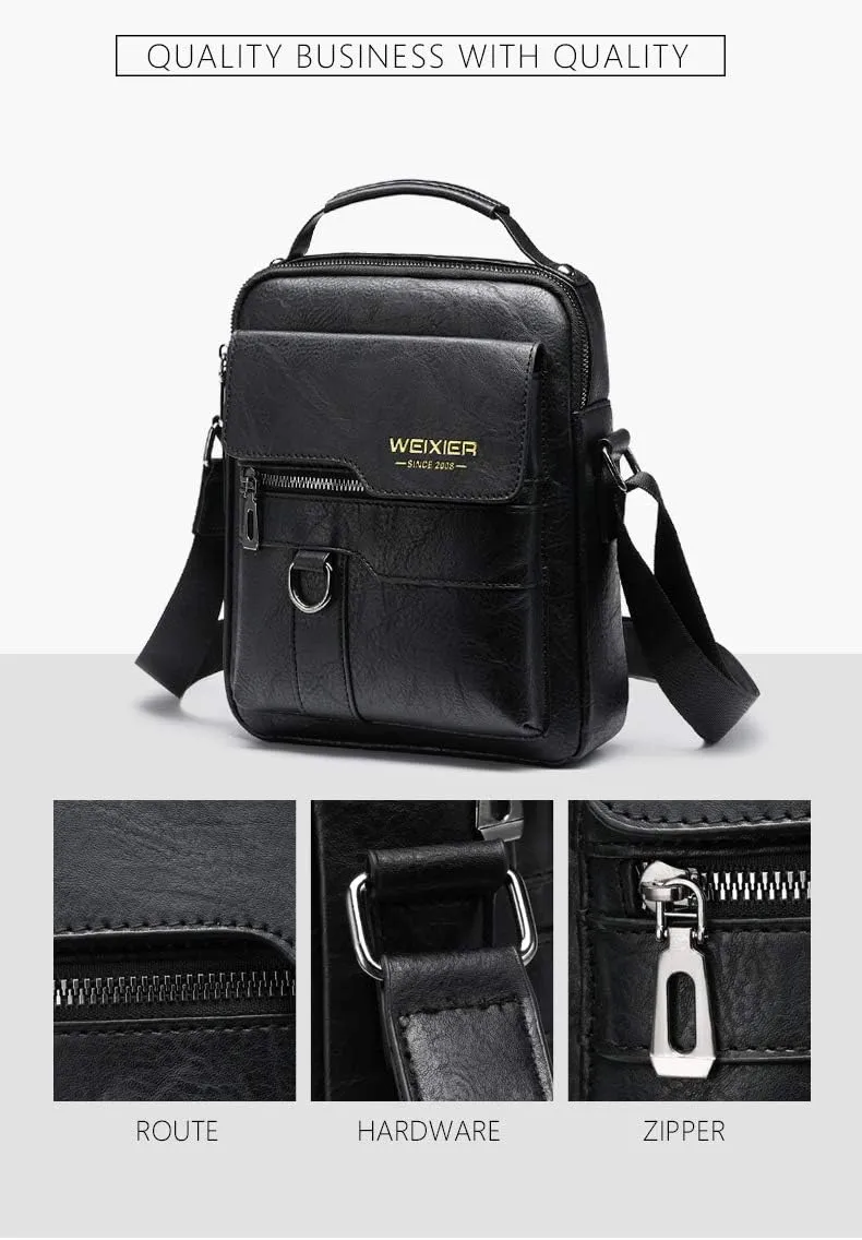 Men's Retro Leather Shoulder Bag - Stylish and Practical Messenger Bag with Multiple Compartments