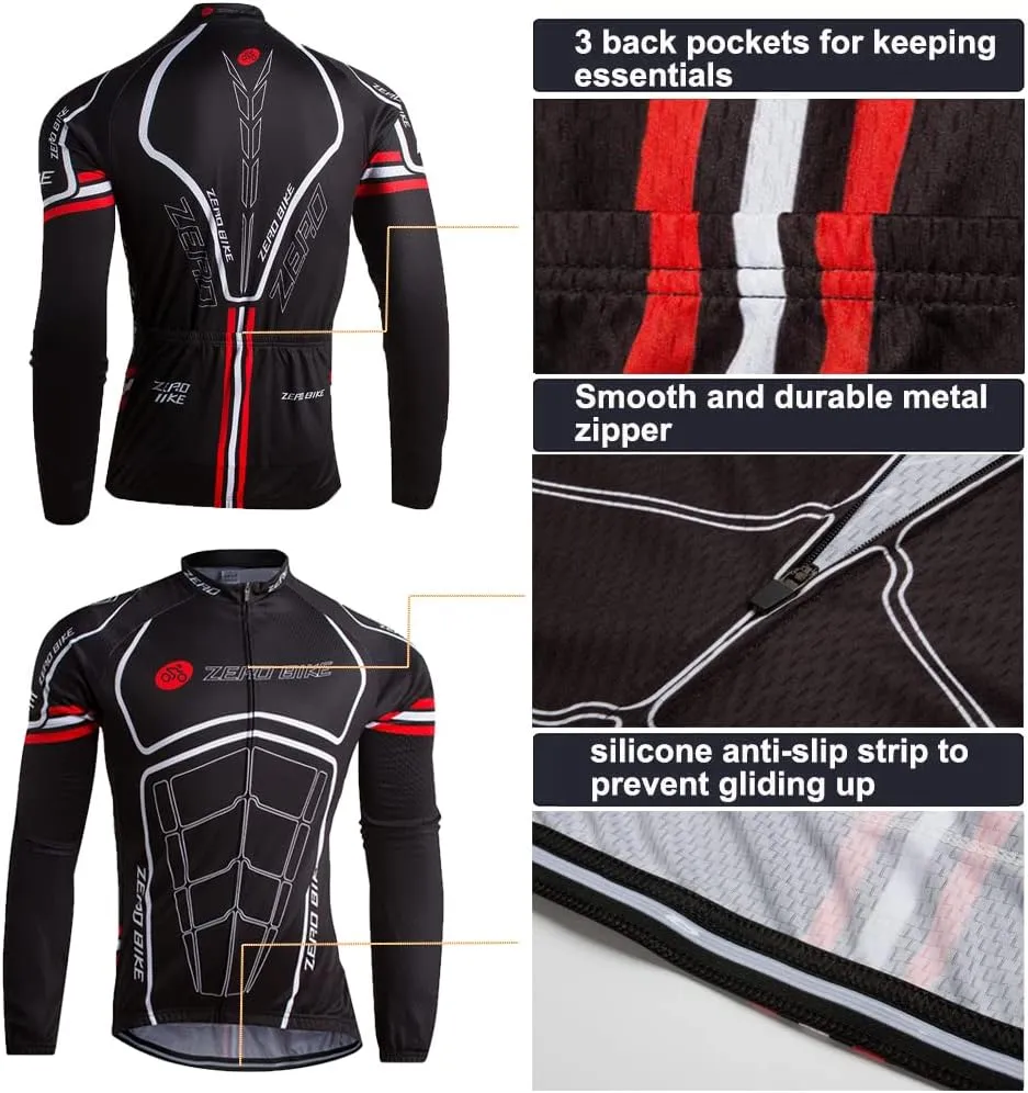 Men's Soft Long Sleeve Breathable Bicycle Cycling Jersey Polyester Clothing Outdoor Sports Fall Autumn