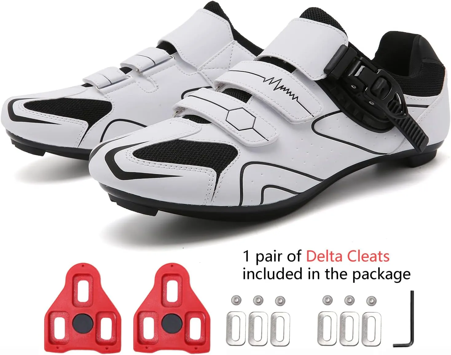 Mens Womens Cycling Shoes Compatible with Peloton Indoor Bicycle Pedals Clip in Road Bike Shoes Pre-Installed with Look Delta Cleats
