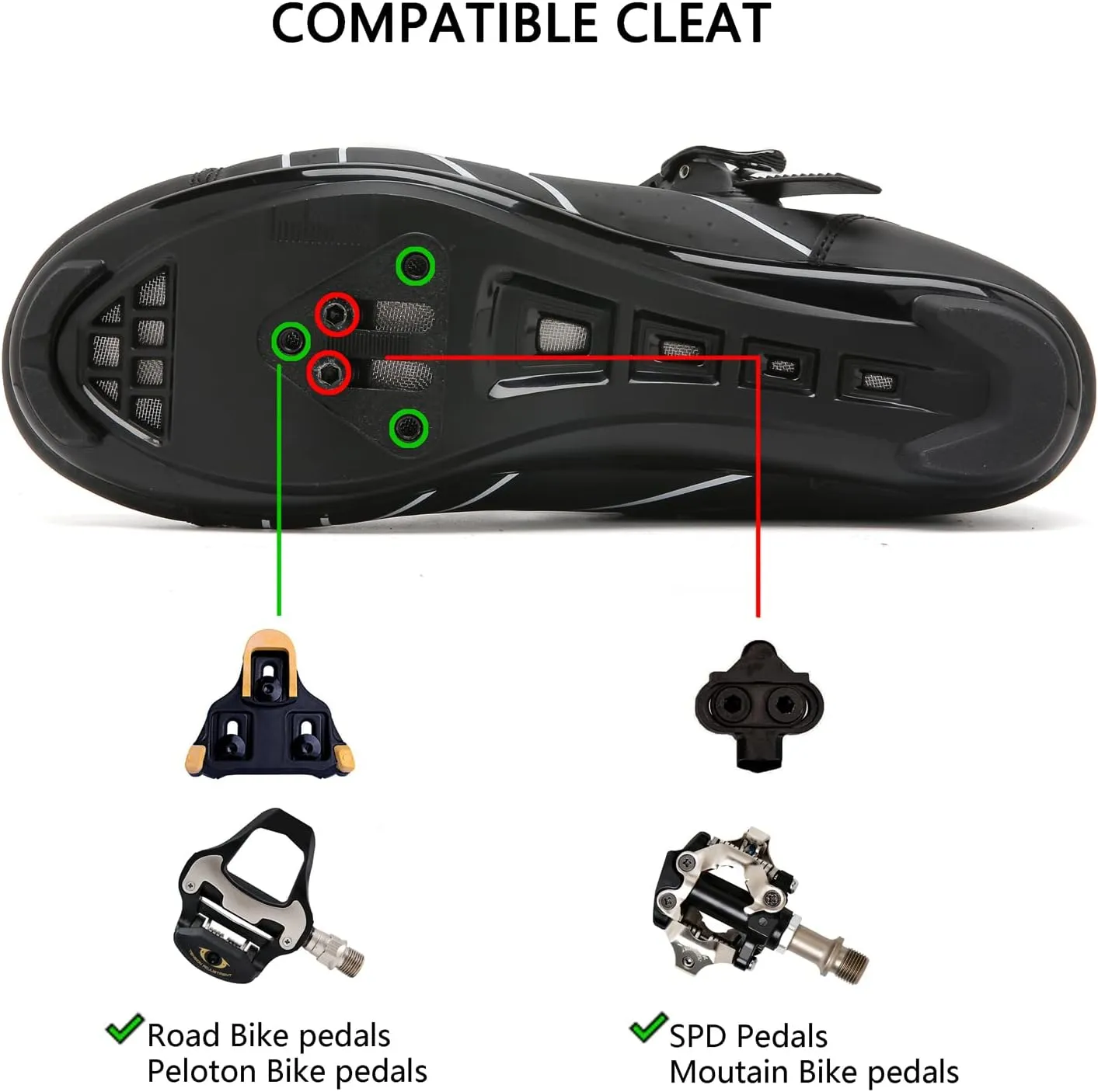 Mens Womens Cycling Shoes Compatible with Peloton Indoor Bicycle Pedals Clip in Road Bike Shoes Pre-Installed with Look Delta Cleats