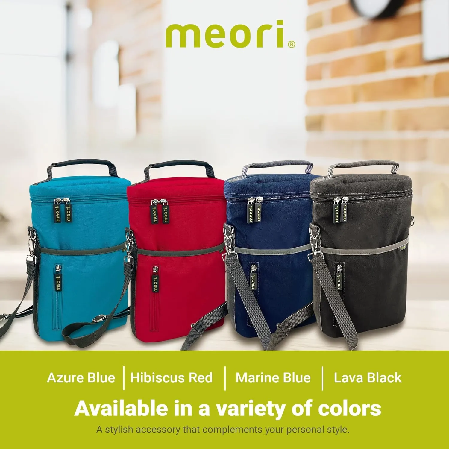 meori 2-Bottle Insulated Wine Tote | Marine Blue Solid