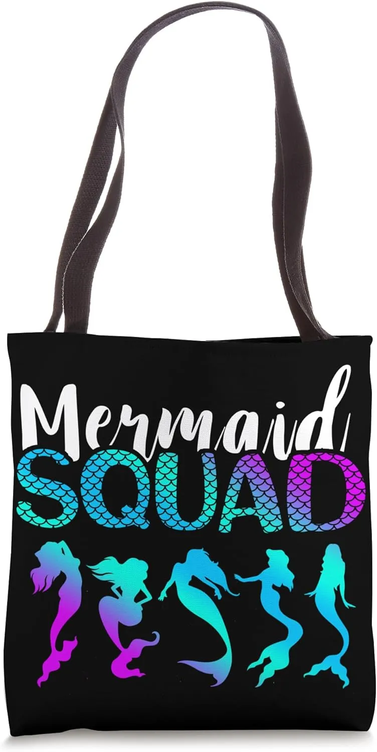 Mermaid Squad Aqua Beautiful Marine Sea Creature Clamshell Tote Bag