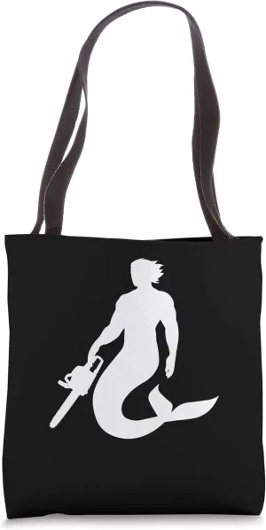 Merman Chainsaw Mermaid Loggers for Tree Cutters Tote Bag