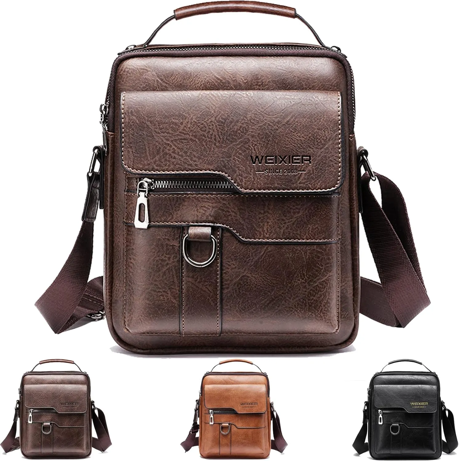 Messenger Bag for Men, PU Leather Crossbody Shoulder Bags Travel Bag Man Purse Casual Sling Pack Personality Briefcase
