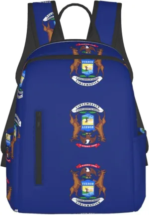 Michigan State Flag print Lightweight Laptop Backpack Travel Daypack Bookbag for Women Men for Travel Work