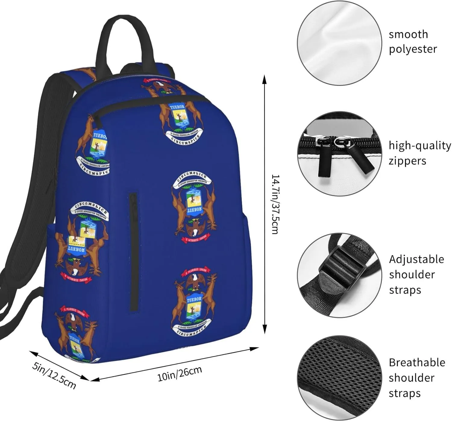 Michigan State Flag print Lightweight Laptop Backpack Travel Daypack Bookbag for Women Men for Travel Work
