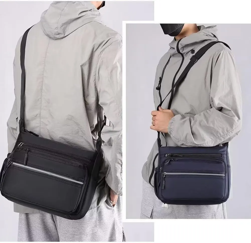 MINTEGRA Crossbody Bag for Men Multi-pocket Messenger Bag Nylon Waterproof Shoulder Bag Daily Travel Bag Lightweight Satchel