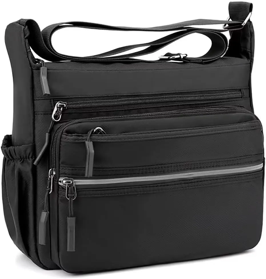 MINTEGRA Crossbody Bag for Men Multi-pocket Messenger Bag Nylon Waterproof Shoulder Bag Daily Travel Bag Lightweight Satchel