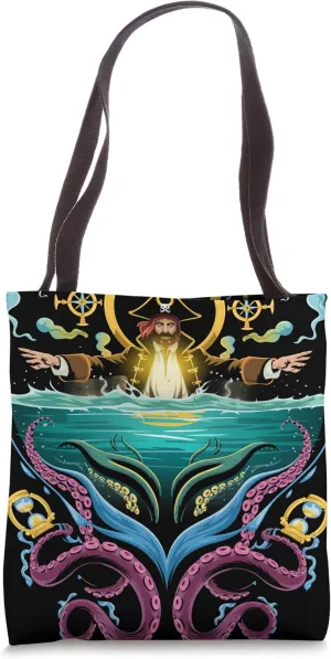 Mirror Realm of Octopus Kraken Pirate Tote Bag