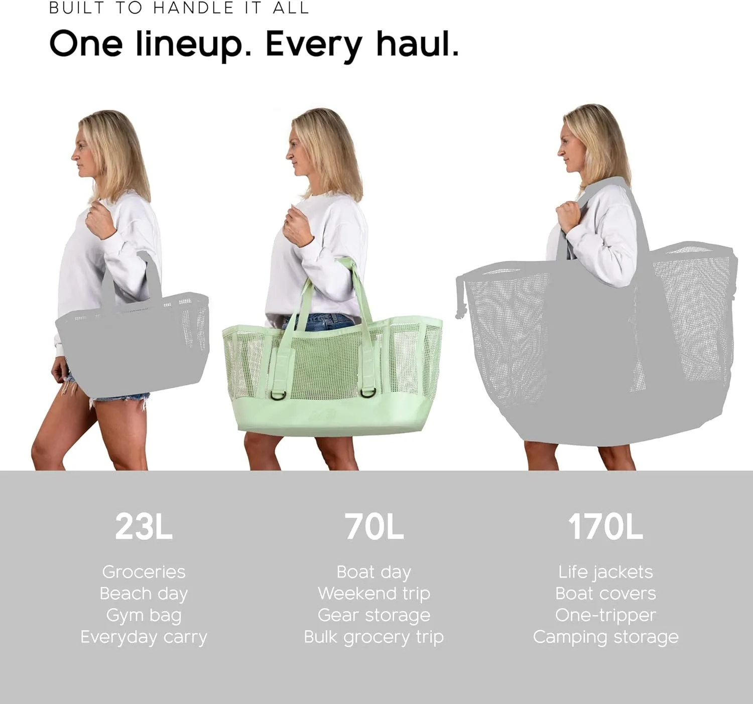 MISSION Boat Gear CASSI Heavy-Duty Outdoor Tote and Waterproof Marine-Grade Mesh Boat Bags