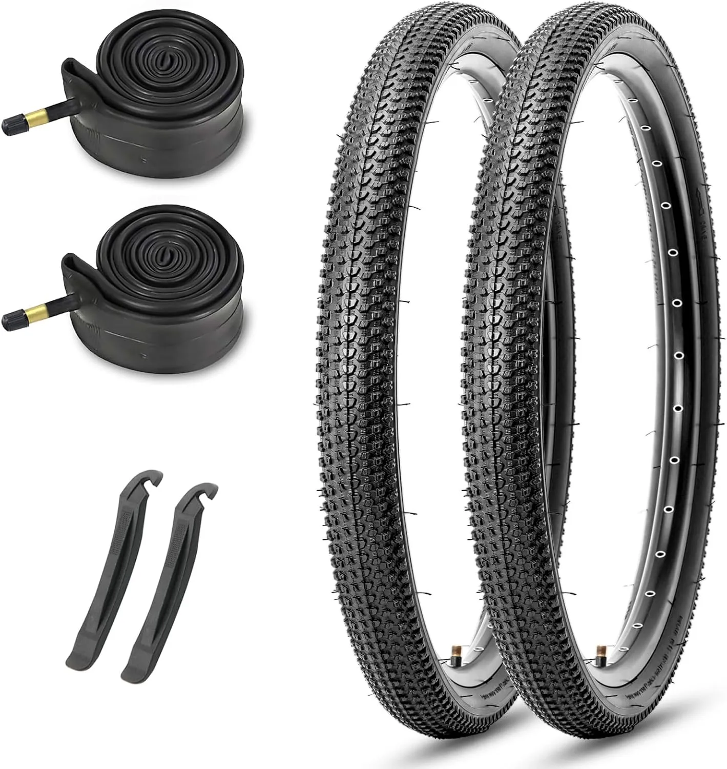 MOHEGIA Mountain Bike Tires: 20/24/26/27.5-inch Folding Replacement MTB Bicycle Tires 2-Pack and Pair 20/24/26/27.5-inch Inner Tubes Schrader Valve with Tire Levers Tire Levers