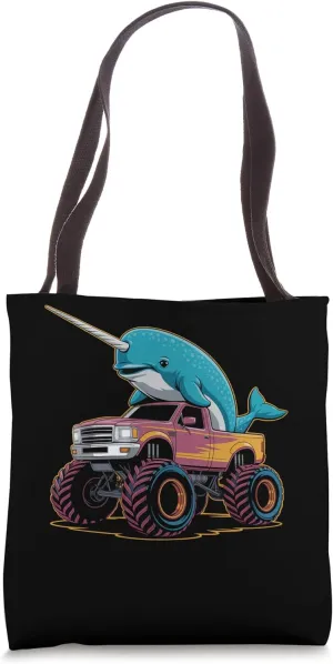 Monster Truck With Narwhal Tote Bag