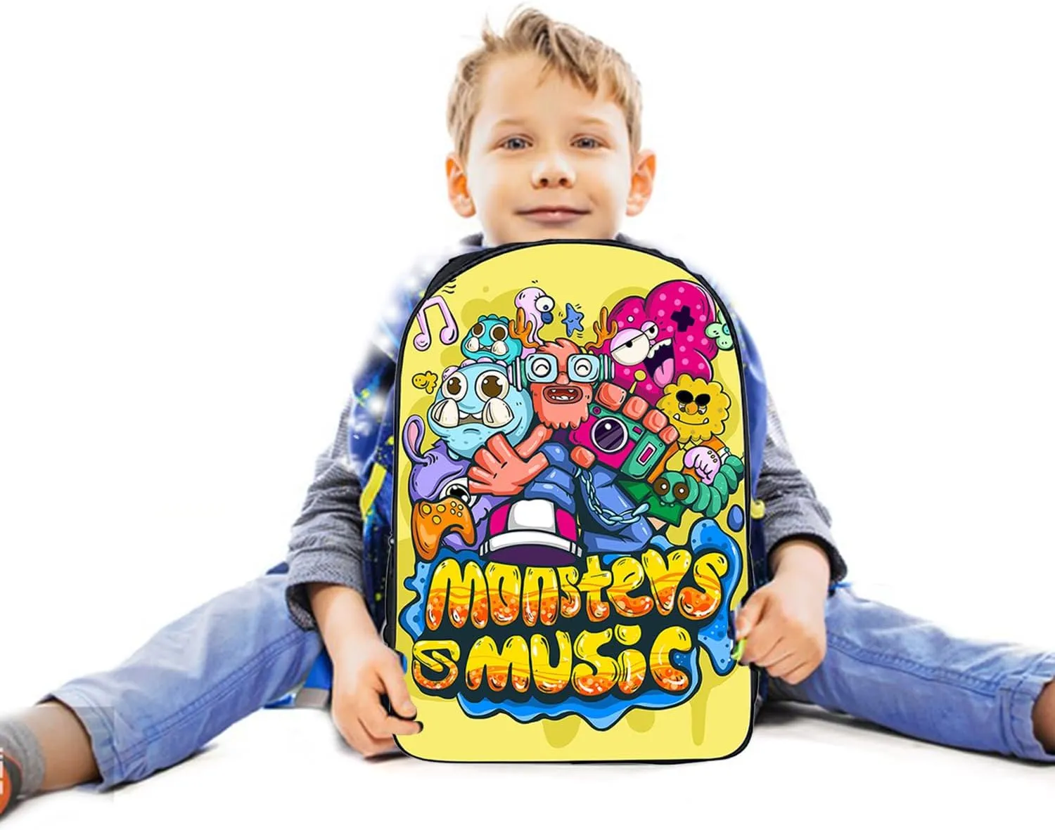 Monsters Music Horror Game Kids Backpacks Cartoon Anime School Bag Cute Large Capacity Travel Bag Student Bookbag