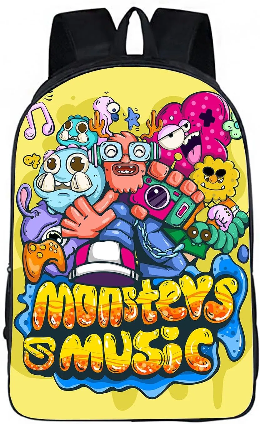 Monsters Music Horror Game Kids Backpacks Cartoon Anime School Bag Cute Large Capacity Travel Bag Student Bookbag