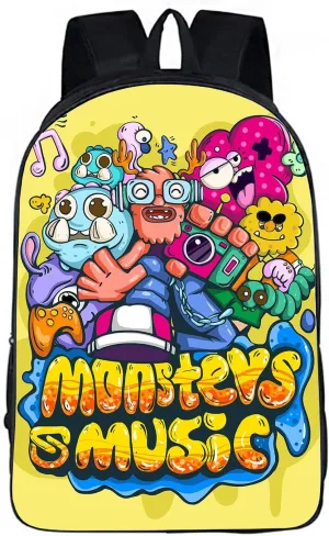 Monsters Music Horror Game Kids Backpacks Cartoon Anime School Bag Cute Large Capacity Travel Bag Student Bookbag