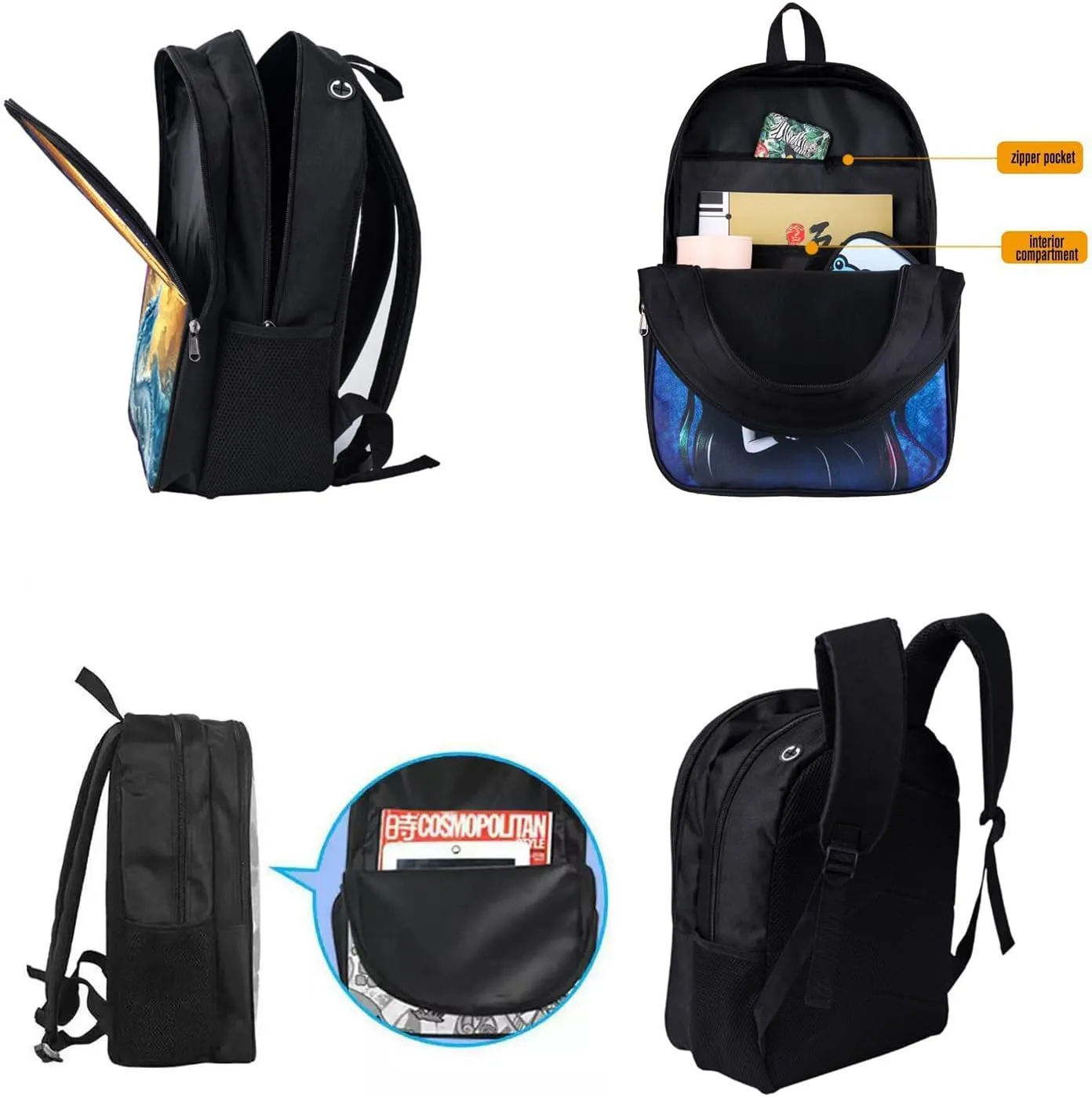 Monsters Music Horror Game Kids Backpacks Cartoon Anime School Bag Cute Large Capacity Travel Bag Student Bookbag