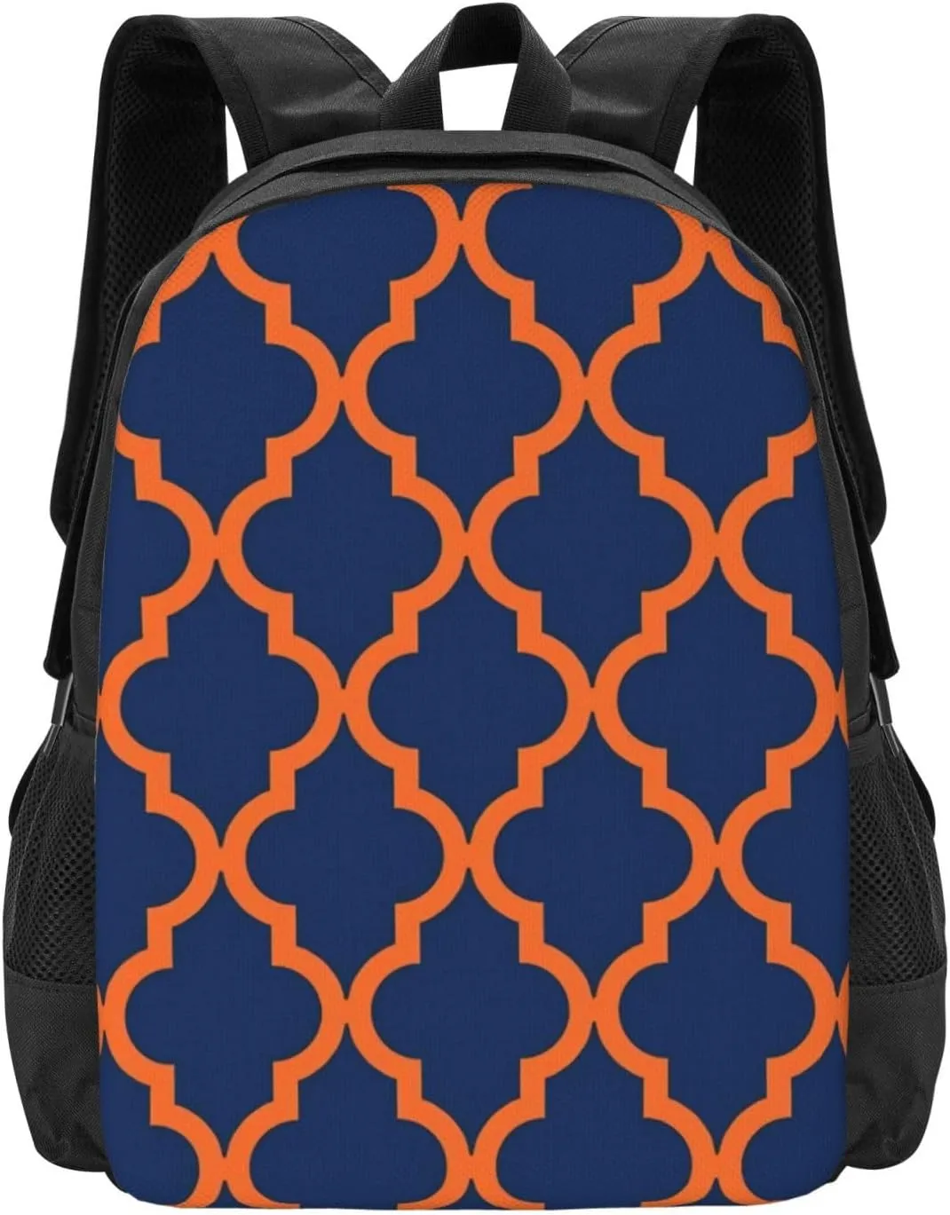 Moroccan Pattern Orange Navy Blue Lightweight Packable Backpack Travel Casual Hiking Daypack Foldable Backpack For Men Women