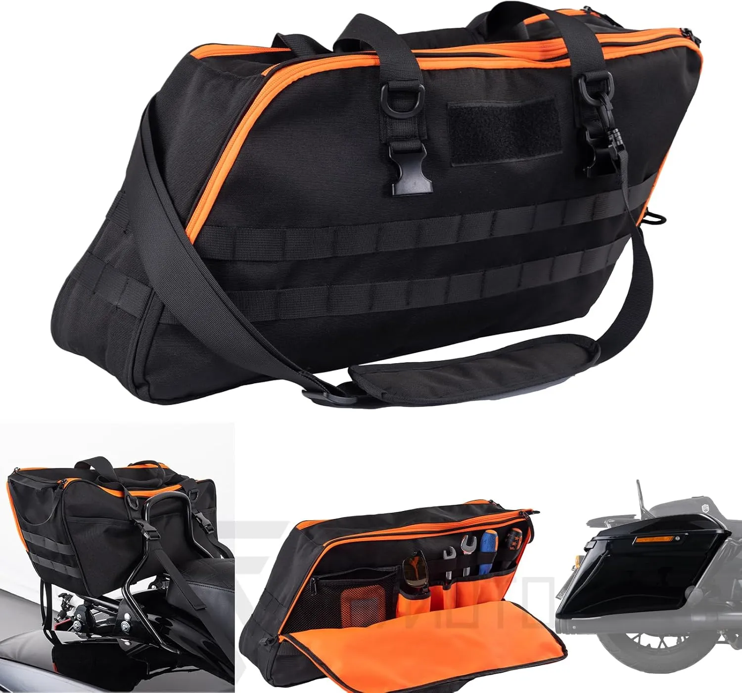 Motorcycle Saddlebag Liner Bag, Hard Saddle Bag Organizer, Insert Single-side Travel Luggage Compatible with Harley Touring Street Glide Road King Road Glide Electra Glide, 1 Bag Only, Black
