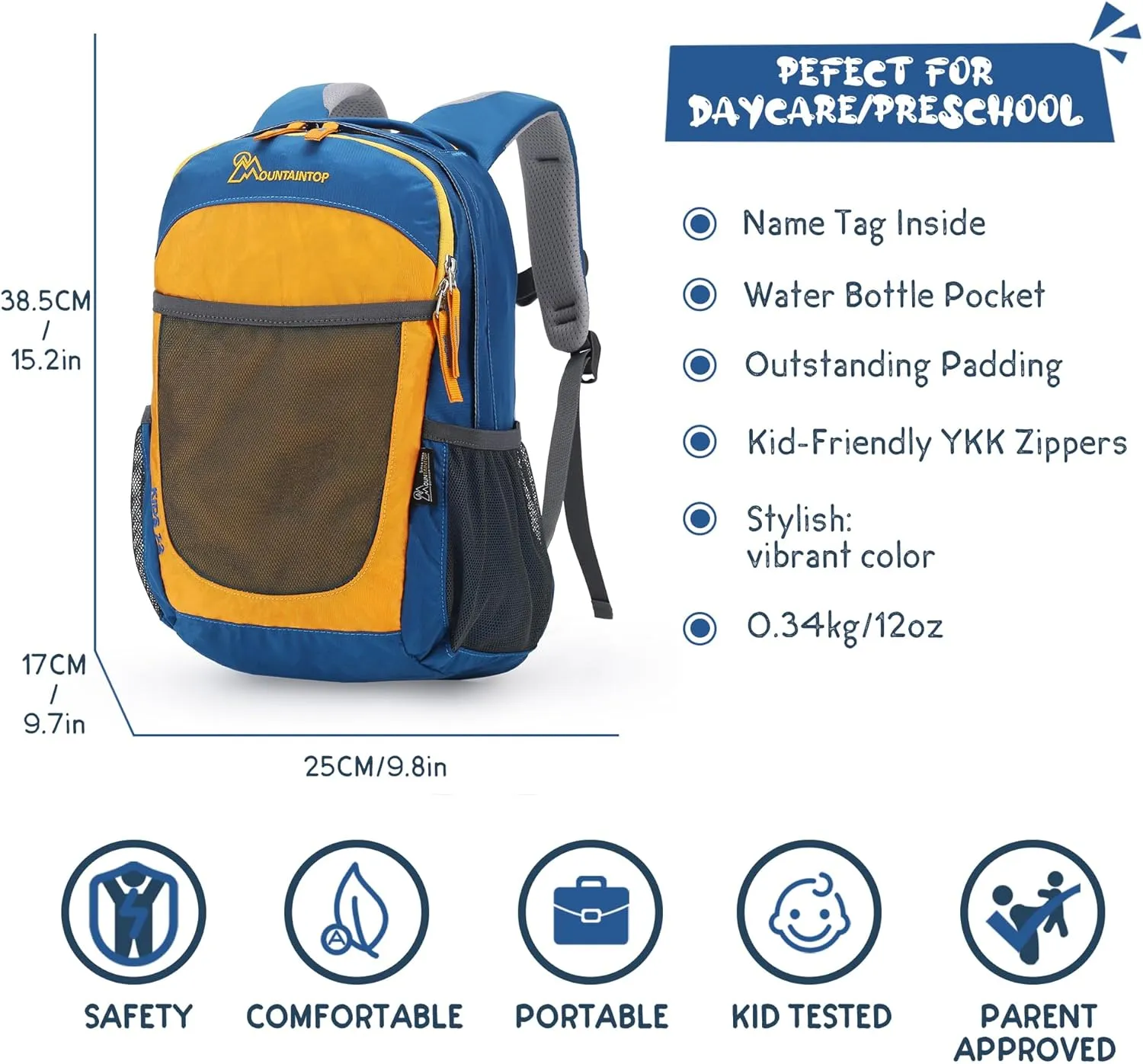 MOUNTAINTOP 8L Kids Backpack for Boys Girls Kindergarten Preschool Children Daypack
