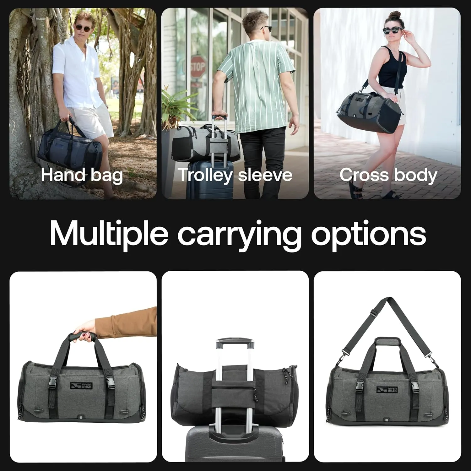 Movex 33L Medium Gym Duffle Bag - Scratch-Resistant Workout, Travel Duffle Bag for Men and Women - Perfect for Carry On (Dark Gray)