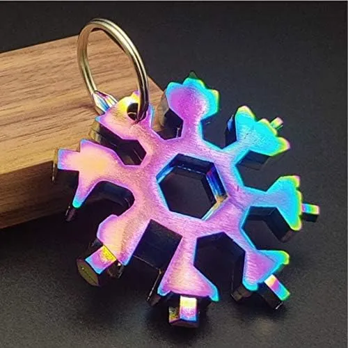 Multifunctional Key Tools 18-in-1 Snowflake Modelling Multitool Portable Pocket Tool Upgrade Box Trailer Key Ratchet Combination Gear Clip Measuring Useful Hand Tool Universal
