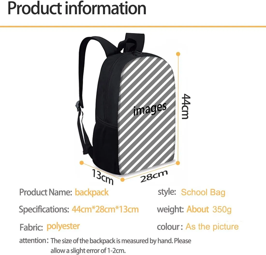 Mumeson Cow Backpack Bookbag Set Back to School Supplies 3 Pieces Set 17 Inch Kids Backpack Large Capacity Daypack Set with Portable Lightweight Lunch Bag,Pencil Case Bag