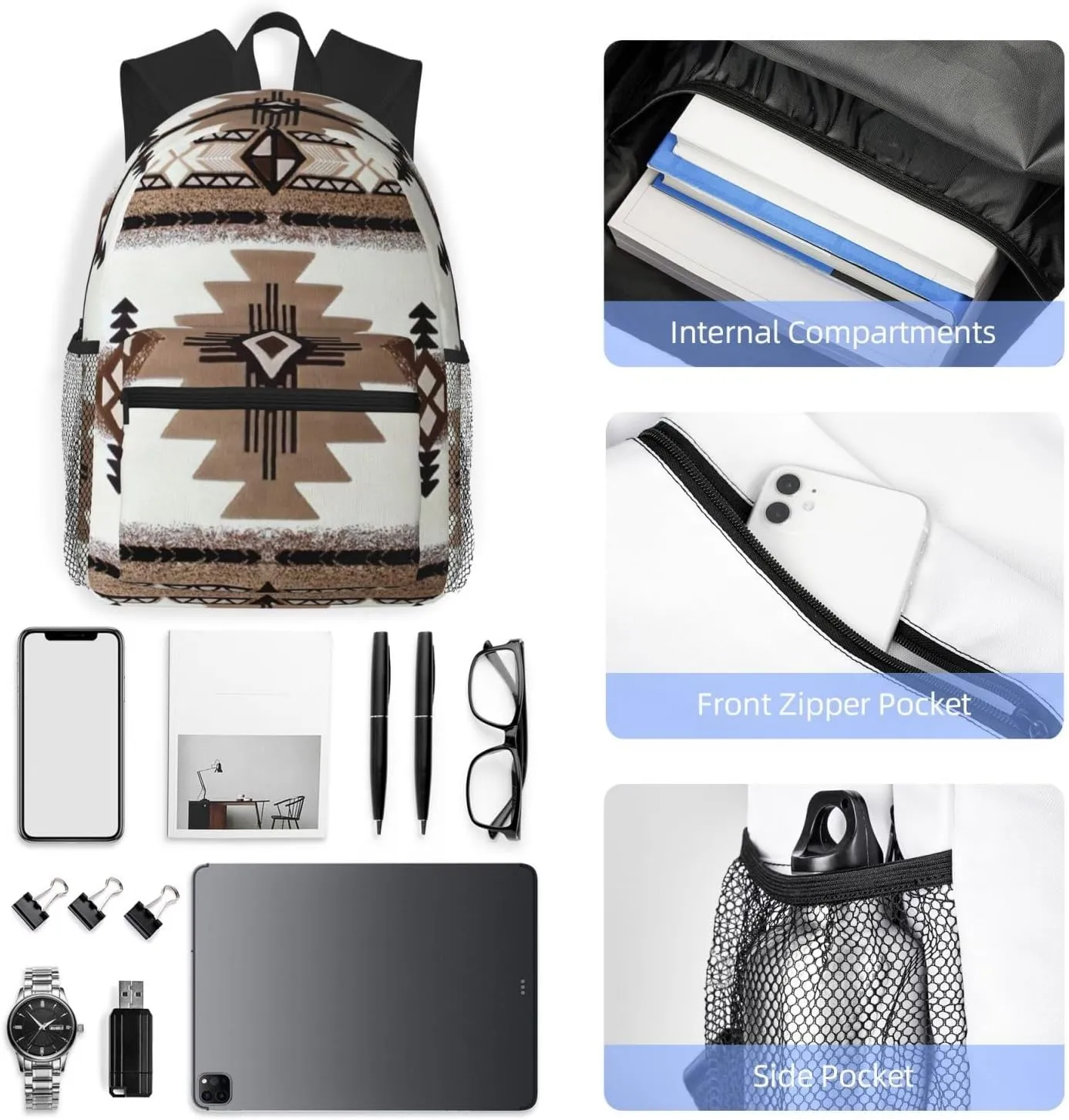 Native American Print Backpack For Men And Women Lightweight Backpack Casual Daypack For Workplace Travel