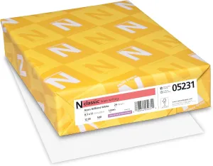 Neenah Classic Crest Paper, 8.5" x 11", 24 lb, Linen Finish, Avon Brilliant White, 500 Sheets (05231)