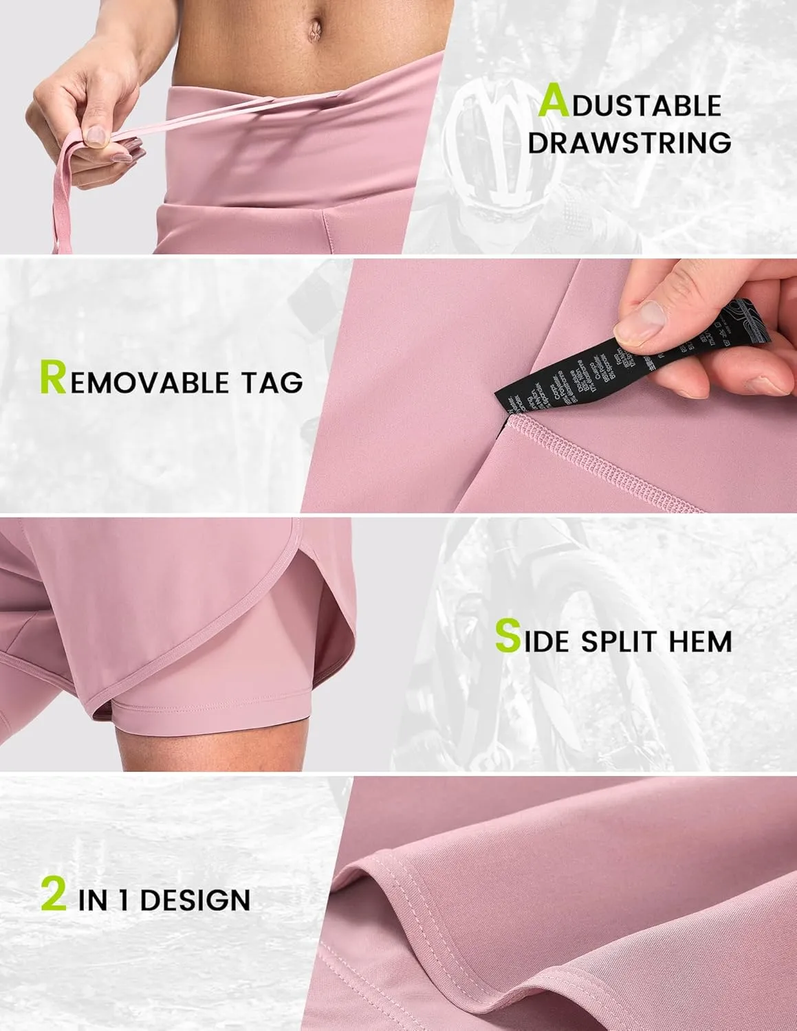 Nepest Womens Cycling Shorts Padded Mountain Bike Road Biking Padding Cycle Biker Bicycle Shorts with Zipper Pockets