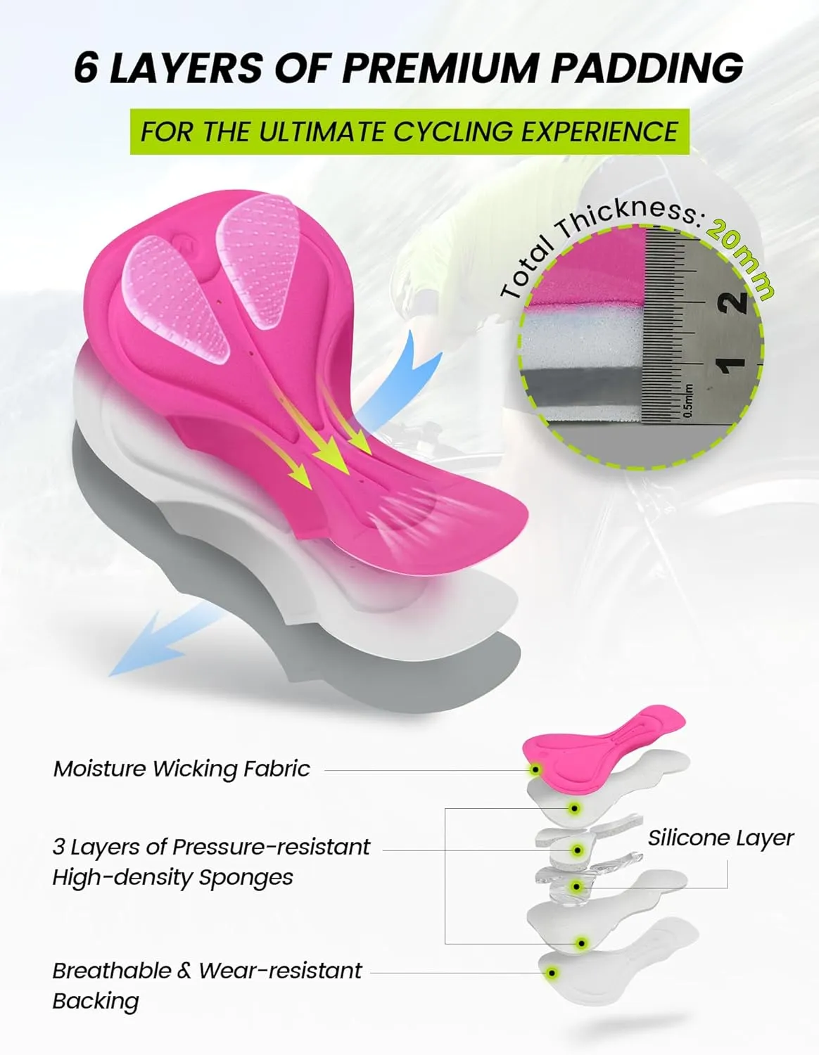 Nepest Womens Cycling Shorts Padded Mountain Bike Road Biking Padding Cycle Biker Bicycle Shorts with Zipper Pockets