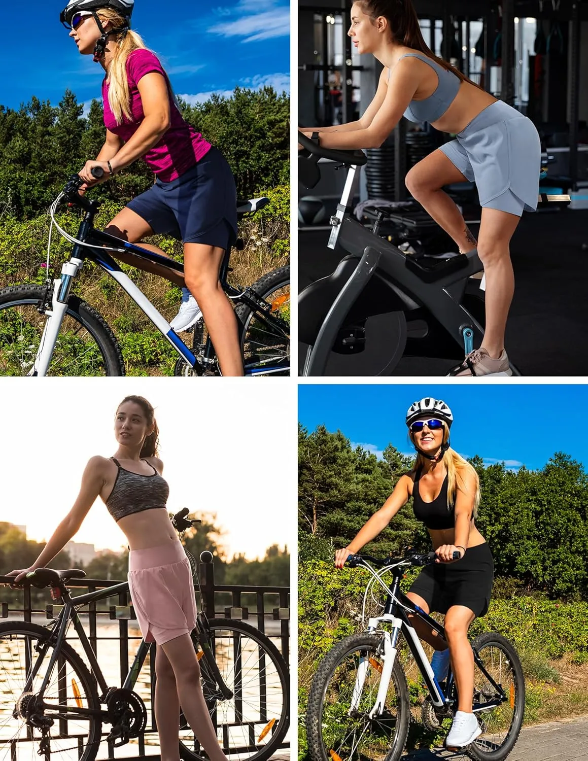 Nepest Womens Cycling Shorts Padded Mountain Bike Road Biking Padding Cycle Biker Bicycle Shorts with Zipper Pockets