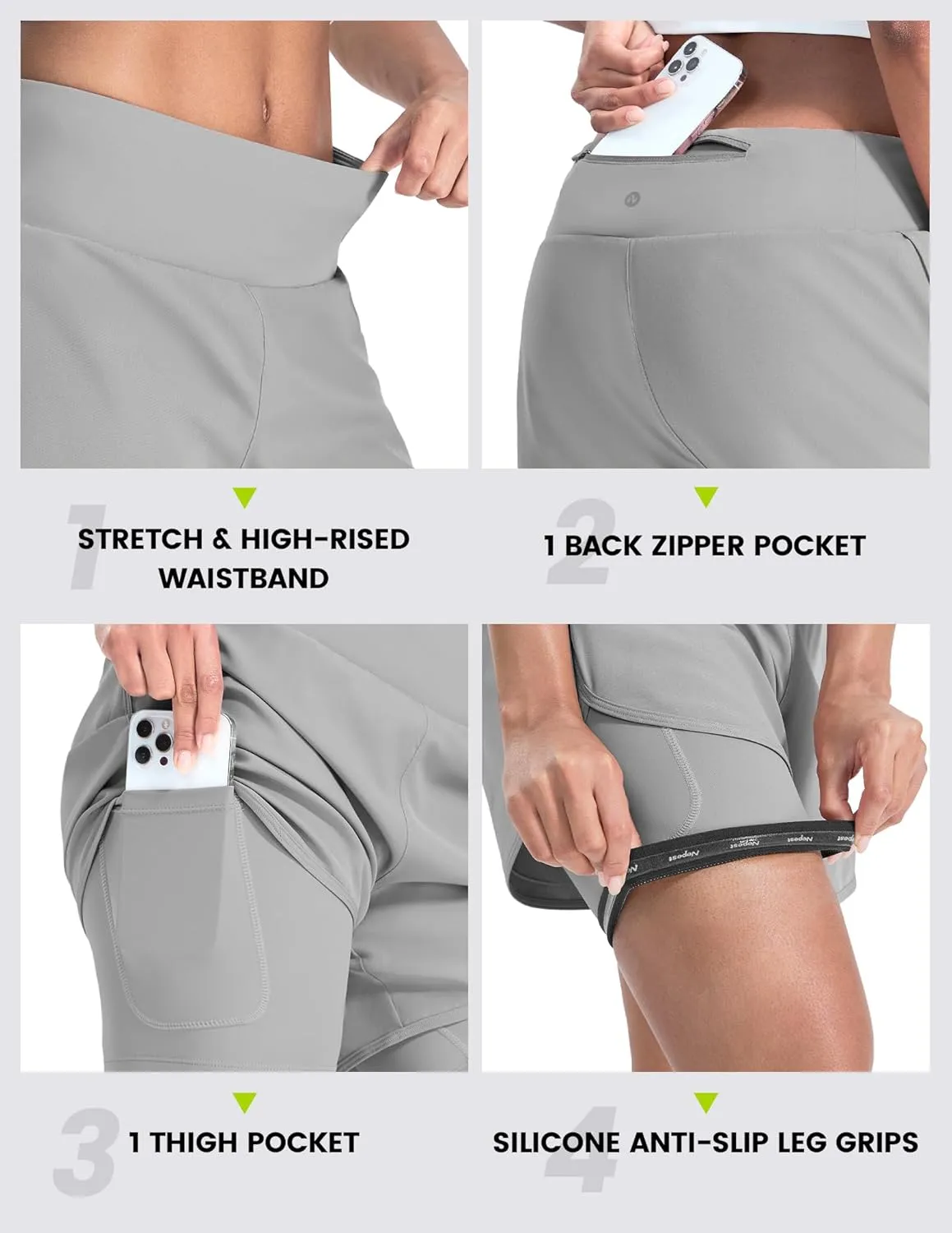 Nepest Womens Cycling Shorts Padded Mountain Bike Road Biking Padding Cycle Biker Bicycle Shorts with Zipper Pockets