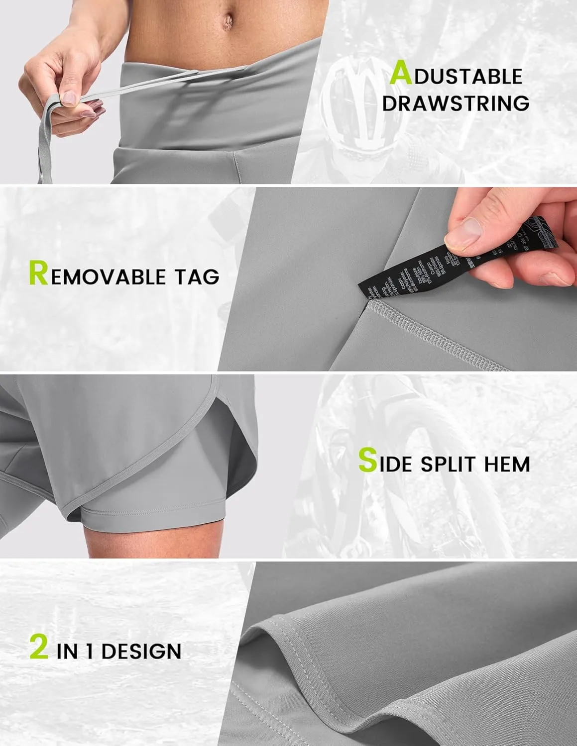Nepest Womens Cycling Shorts Padded Mountain Bike Road Biking Padding Cycle Biker Bicycle Shorts with Zipper Pockets