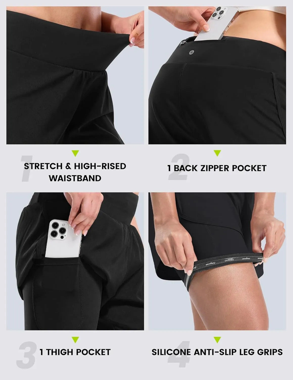Nepest Womens Cycling Shorts Padded Mountain Bike Road Biking Padding Cycle Biker Bicycle Shorts with Zipper Pockets