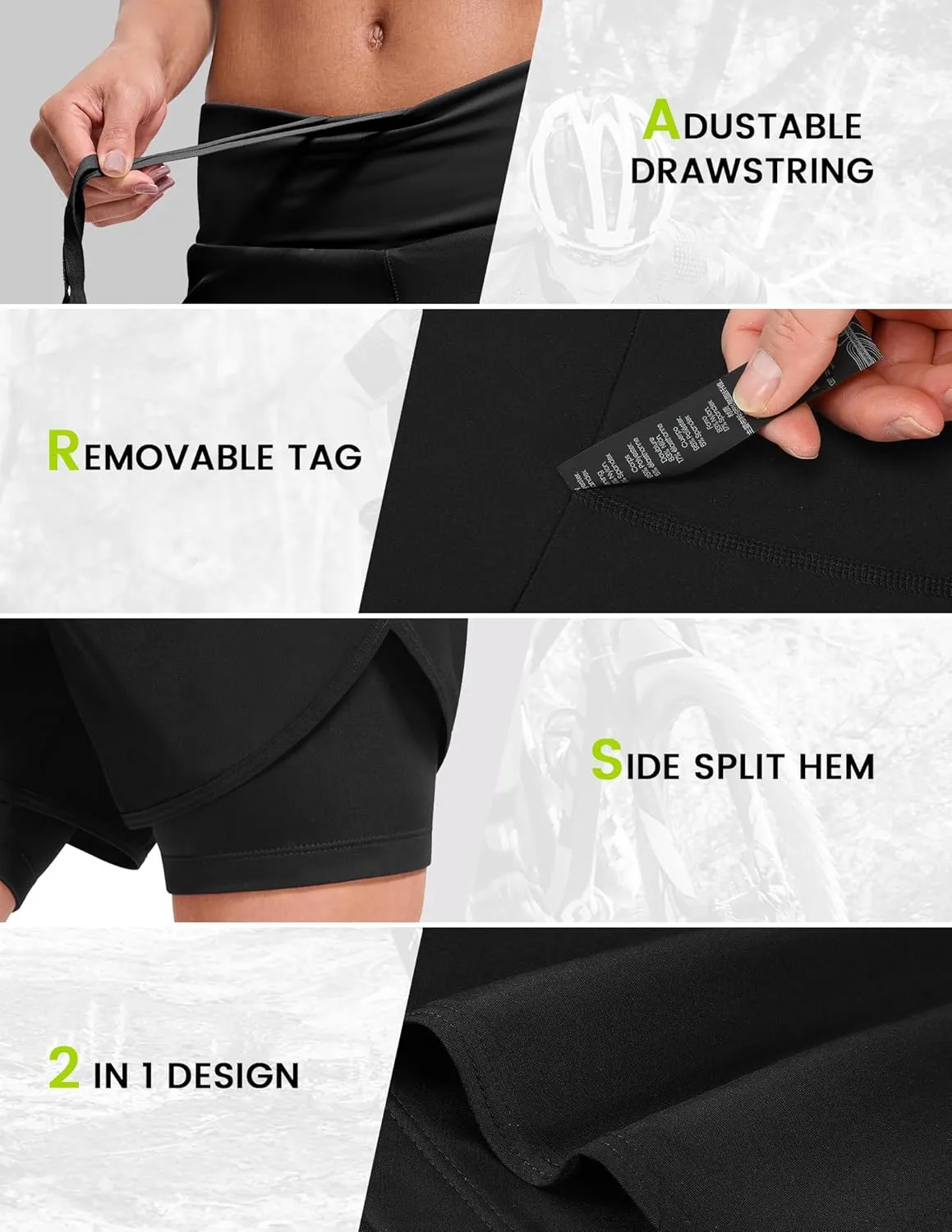 Nepest Womens Cycling Shorts Padded Mountain Bike Road Biking Padding Cycle Biker Bicycle Shorts with Zipper Pockets
