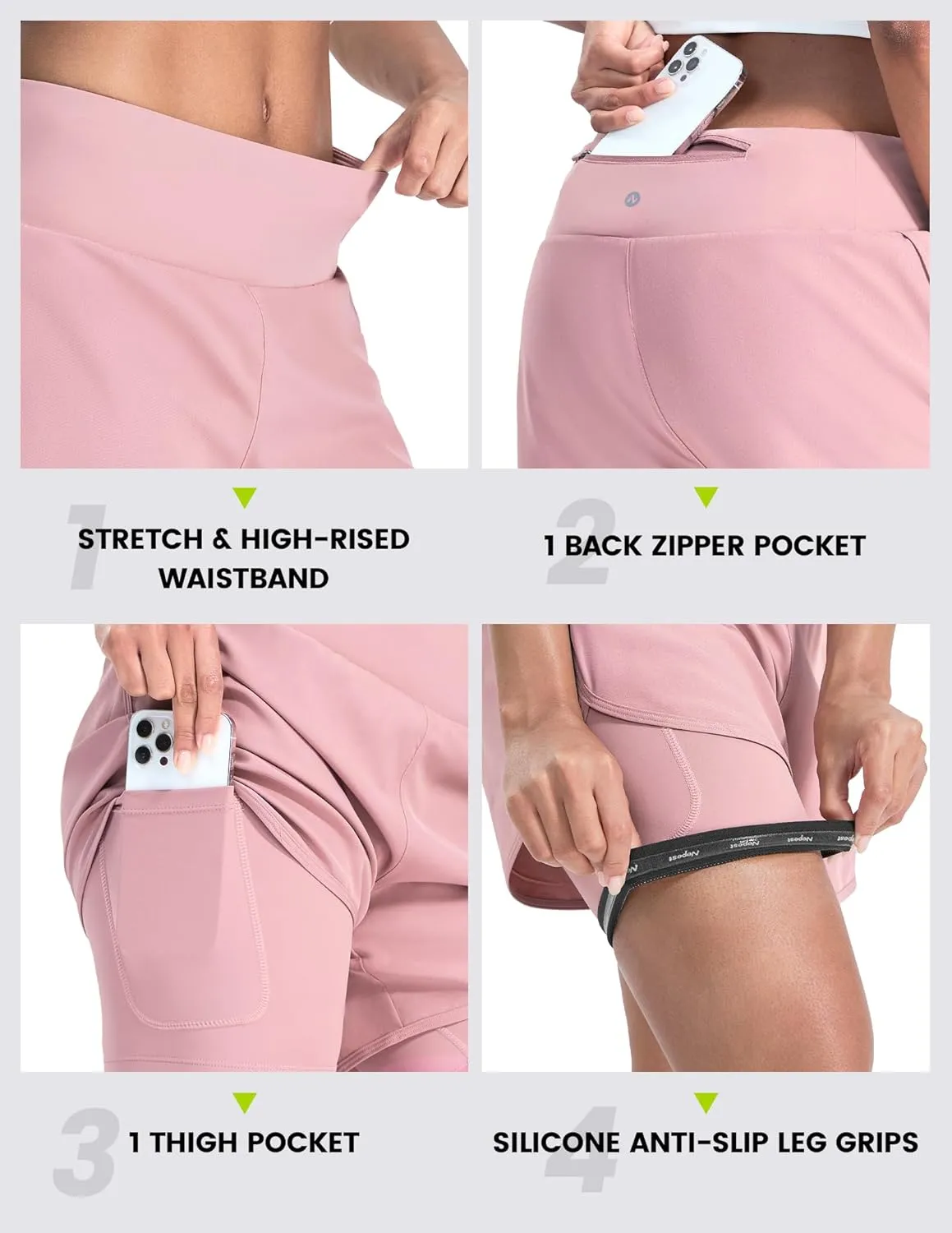 Nepest Womens Cycling Shorts Padded Mountain Bike Road Biking Padding Cycle Biker Bicycle Shorts with Zipper Pockets