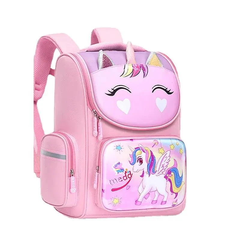 New 1-5 Grade School Bags Cartoon 3D Unicorn Girls Sweet Kids School Backpacks Boys Lightweight Waterproof Primary Schoolbags